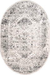 Isolated view of Grey Oval Vintage Medallion Rug, showcasing its design