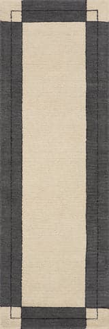 Isolated view of Grey Runner Caligo Mid Century Modern Bordered Rug, showcasing its design