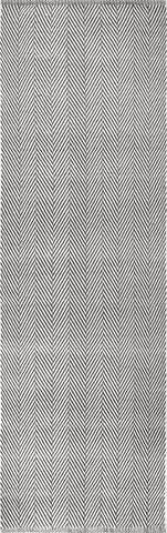 Isolated view of Grey Runner Herringbone Cotton Flatwoven Rug, showcasing its design