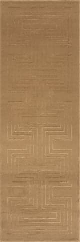 Isolated view of Sand Runner Krya Geometric Plush Textured Washable Rug, showcasing its design