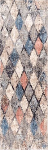 Isolated view of Blue Runner Rustic Trellis Rug, showcasing its design