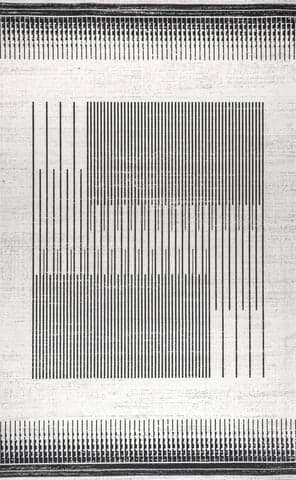 Isolated view of Grey Rectangle Eileen Linear Puzzle Washable Rug, showcasing its design