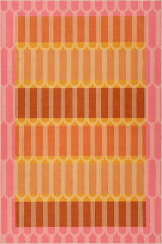 Isolated view of Multicolor Rectangle Sunset Stripe Washable Rug, showcasing its design