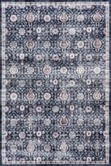 Isolated view of Navy Rectangle Calari Floral and Paisley Washable Rug, showcasing its design