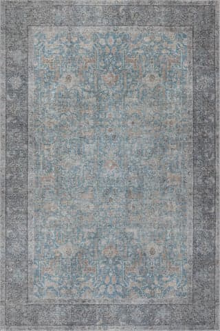 Isolated view of Blue Rectangle Odelia Vintage & Distressed Washable Rug, showcasing its design