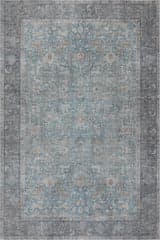 Isolated view of Blue Rectangle Odelia Vintage & Distressed Washable Rug, showcasing its design