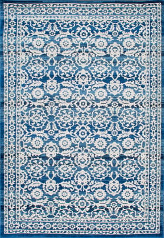 Isolated view of Dark Blue Rectangle Floral Symphony Rug, showcasing its design