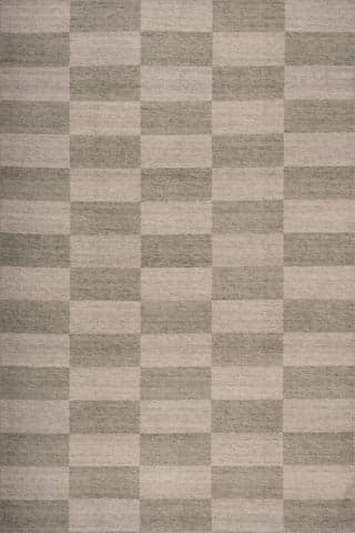 Isolated view of Green Rectangle Mephira Checkered Washable Rug, showcasing its design
