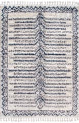 Isolated view of Blue Rectangle Centerline Shag With Tassels Rug, showcasing its design