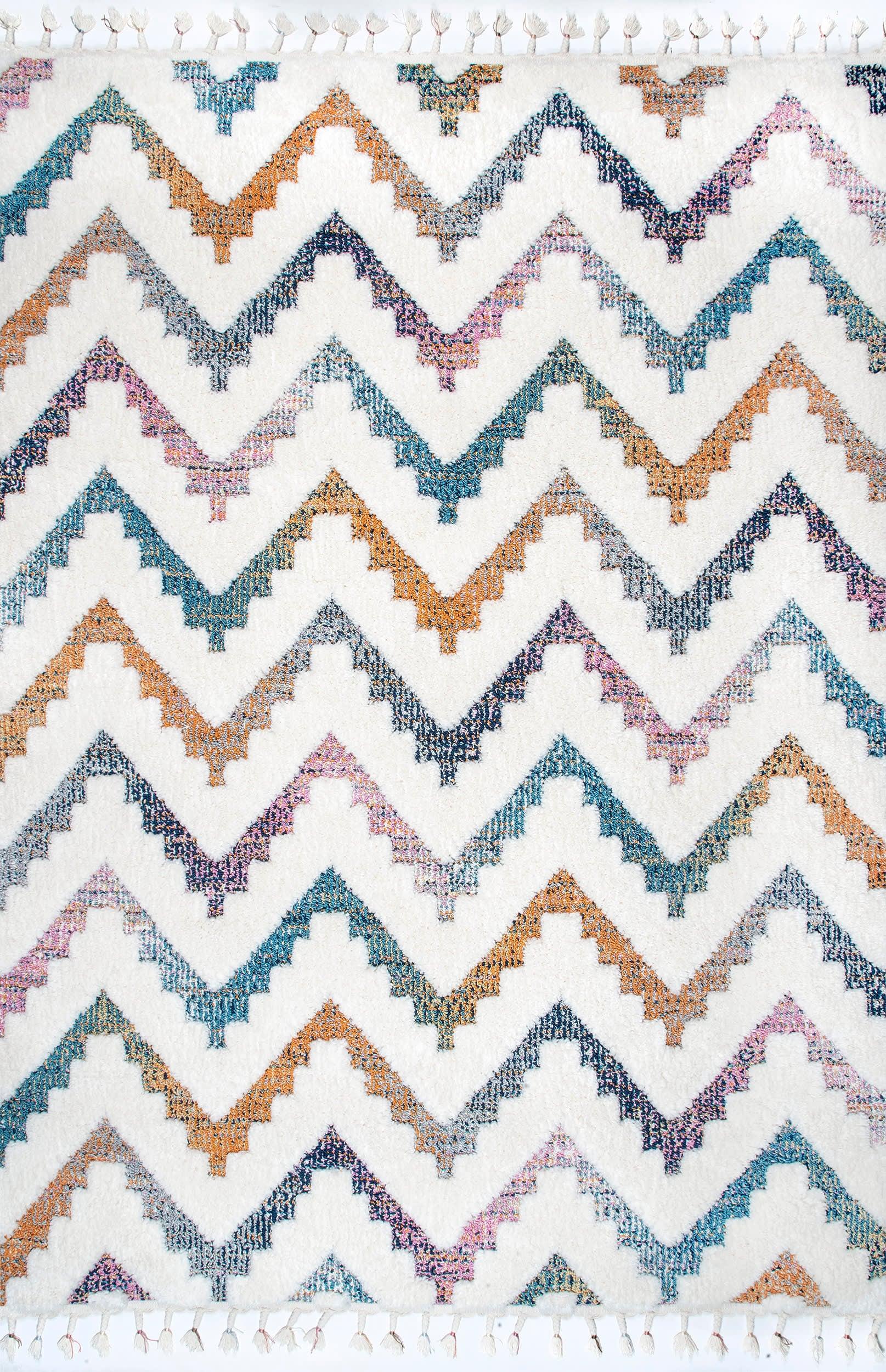 Carved Chevron Shag Rug | Ivory – Rugs USA