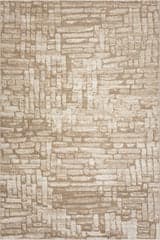 Isolated view of Tan Rectangle Terras Rustic Abstract Washable Rug, showcasing its design