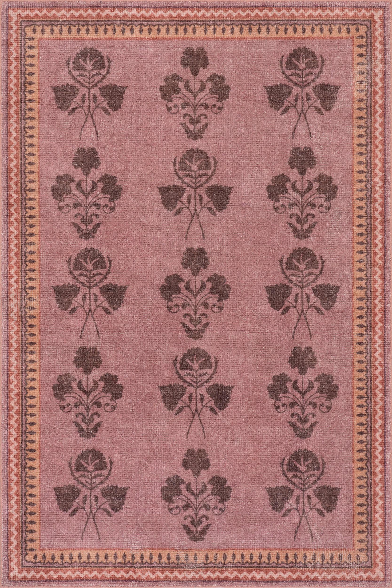 Floris Hand-Tufted Floral Wool-Blend Rug | Pink