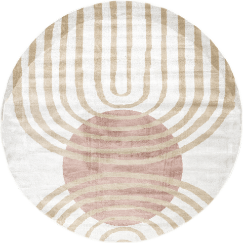 Isolated view of Blush Round Pearl Contemporary Mars Rug, showcasing its design