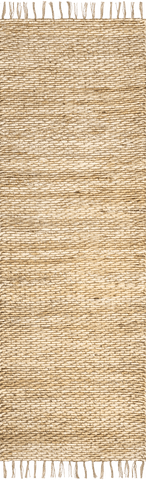 Isolated view of Natural Runner Dahlia Handspun Jute with Tassels Rug, showcasing its design