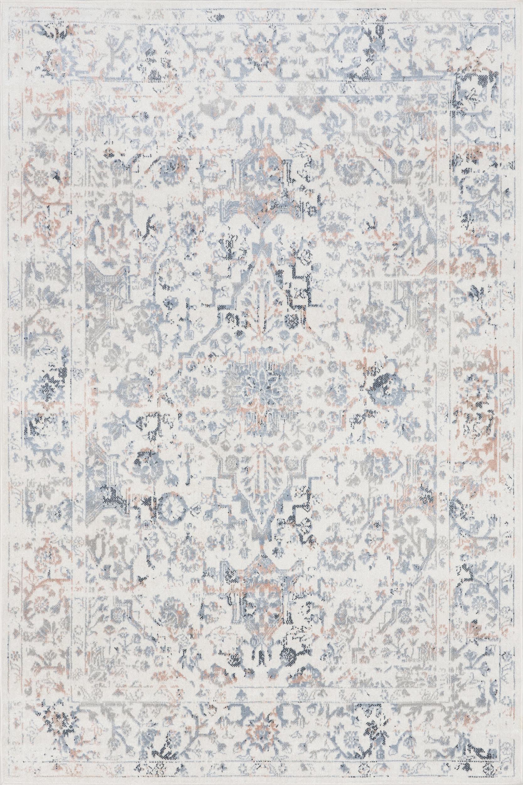 Charlisa Washable Faded Snowflake Rug | Blue 10 x 14