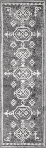 Isolated view of Dark Grey Runner Pattie Graphic Washable Rug, showcasing its design