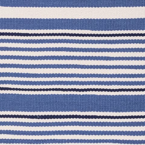Rugby Stripe Handwoven Indoor/Outdoor Rug Swatch | Denim