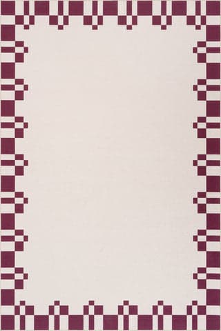 Isolated view of Ivory Rectangle Framed In Motion Bordered Washable Rug, showcasing its design