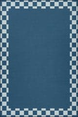 Isolated view of Blue Rectangle Harbor Frame Checkered Washable Rug, showcasing its design