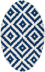 Isolated view of Navy Oval Scandinavia Diamond Rug, showcasing its design