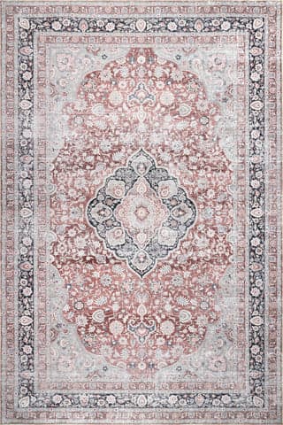 Isolated view of Beige Rectangle Nikki Vintage Rosette Washable Rug, showcasing its design