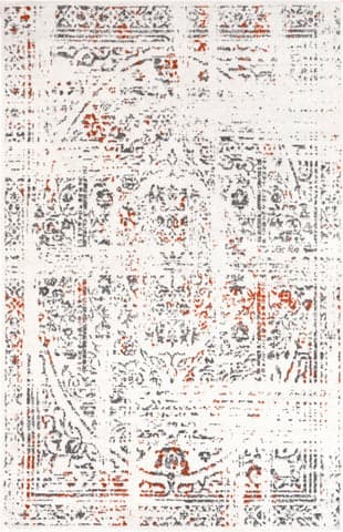 Isolated view of Red Rectangle Ring Around The Rosette Rug, showcasing its design