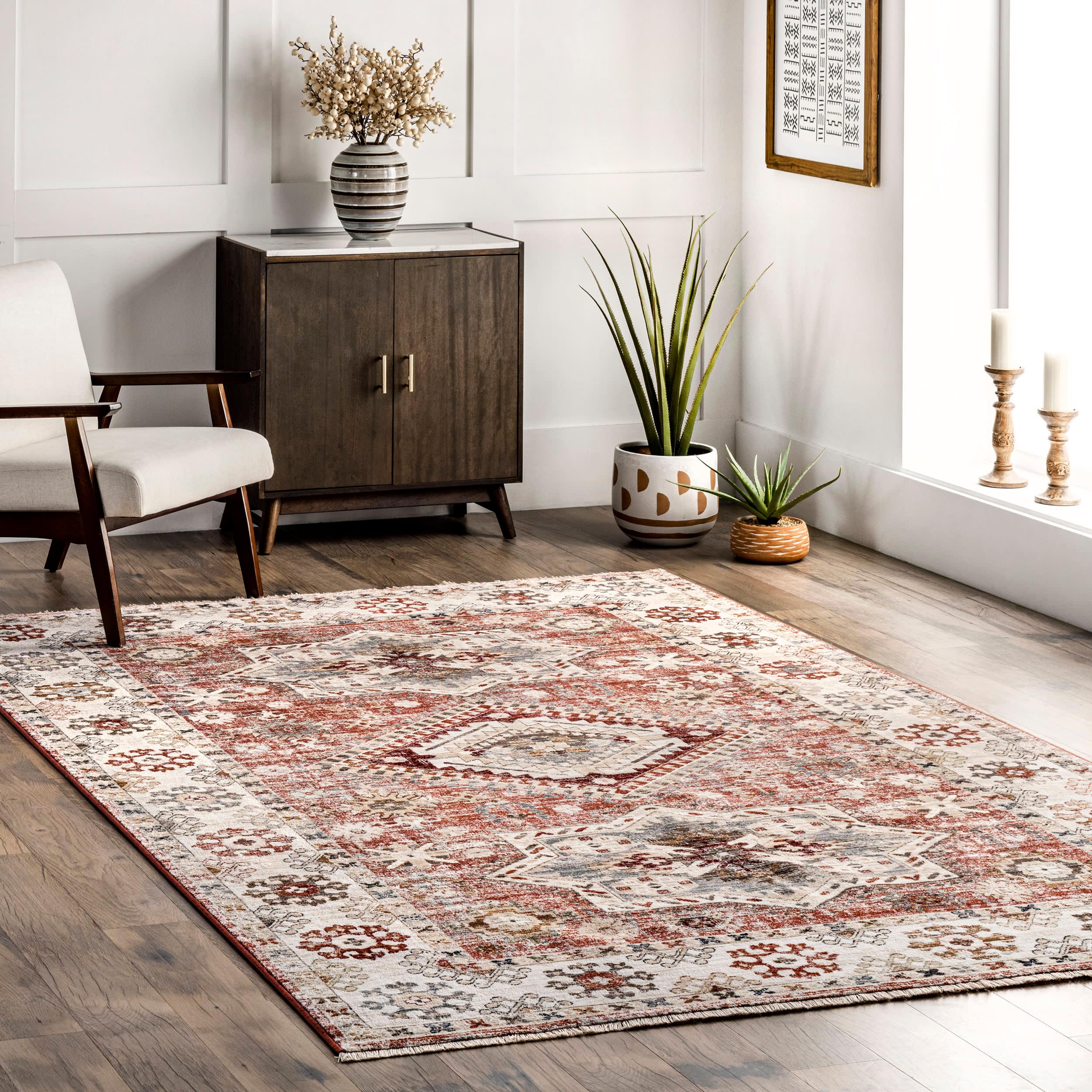 Sydney Vintage Fringed Rug | Rust – Rugs USA
