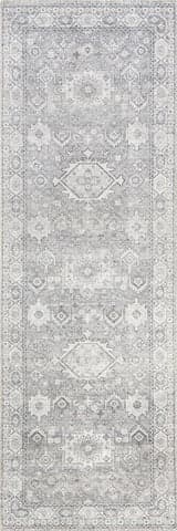 Isolated view of Grey Runner Kaski Medallion Washable Rug, showcasing its design