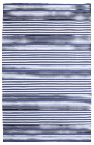 Rugby Stripe Handwoven Indoor/Outdoor Rug | Denim