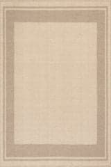 Isolated view of Beige Rectangle Canon Bordered Wool Cozy Rug, showcasing its design