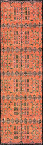 Isolated view of Rust Runner Christine Washable Paneled Rug, showcasing its design