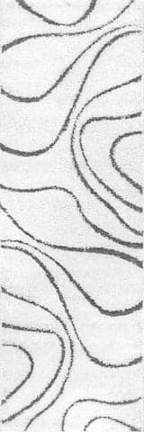 Isolated view of Beige Runner Shaggy Curves Rug, showcasing its design