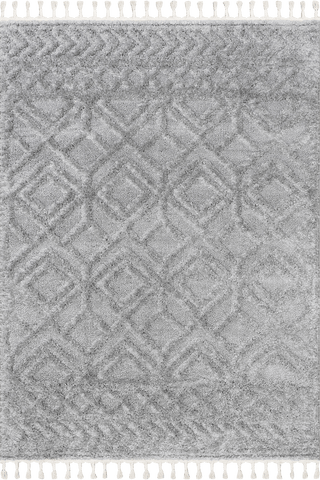 Isolated view of Light Grey Rectangle Ramira Raised Trellis Rug, showcasing its design