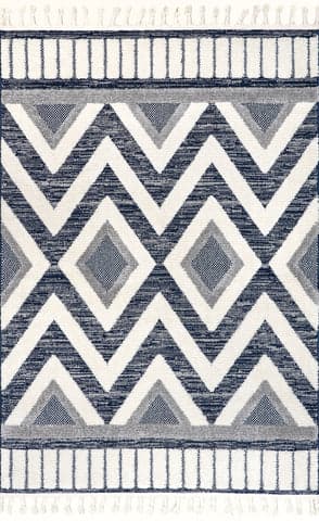 Isolated view of Blue Rectangle Ethel Coastal Waves Rug, showcasing its design