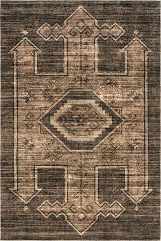 Isolated view of Brown Runner Sagebrush Geometric Spill Proof Washable Rug, showcasing its design