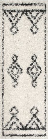 Isolated view of Off White Runner Diamond Drop Moroccan Rug, showcasing its design