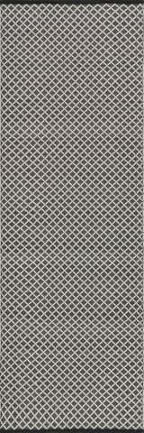 Isolated view of Black Runner Trellis Handwoven Indoor/Outdoor Rug, showcasing its design