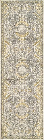 Isolated view of Gold Runner Honeycomb Labyrinth Rug, showcasing its design