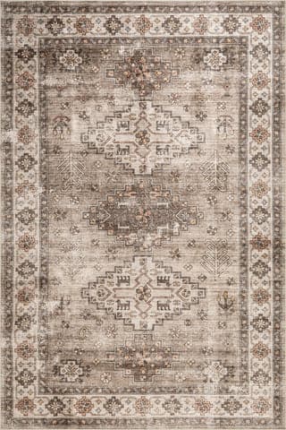 Isolated view of Beige Rectangle Barbary Distressed Spill Proof Washable Rug, showcasing its design