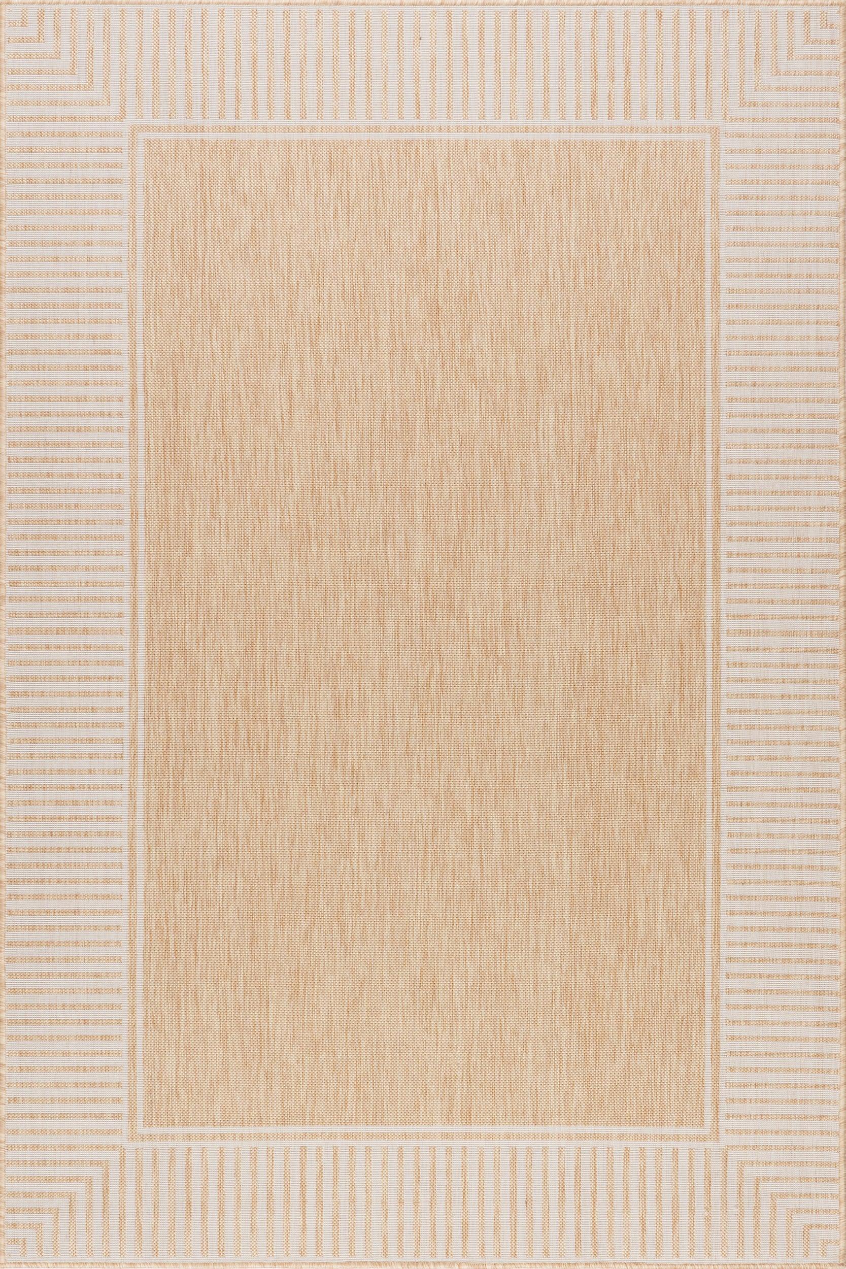 Striped Border Indoor/Outdoor Flatweave Rug | Tan 8' x 10'