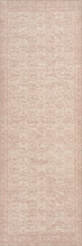 Isolated view of Peach Runner Bahira Traditional Floral Washable Rug, showcasing its design
