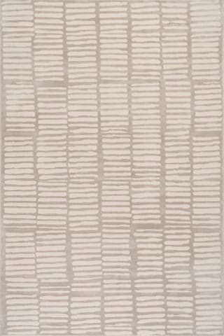 Isolated view of Cream/Grey Rectangle Cranbury Plush Textured Washable Rug, showcasing its design