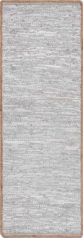 Isolated view of Light Grey Runner Solid Leather Flatweave Rug, showcasing its design