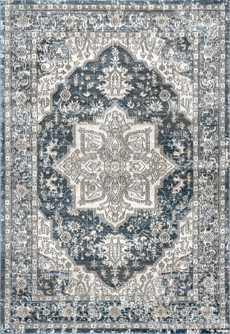 Isolated view of Blue Rectangle Bordered Medallion Rug, showcasing its design