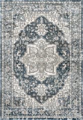 Isolated view of Blue Rectangle Bordered Medallion Rug, showcasing its design