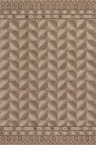 Isolated view of Taupe Rectangle Ooti Geometric Block Wool Rug, showcasing its design