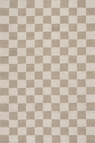 Isolated view of Beige Rectangle Hazina Modern Checkered Rug, showcasing its design
