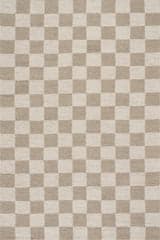 Isolated view of Beige Rectangle Hazina Modern Checkered Rug, showcasing its design