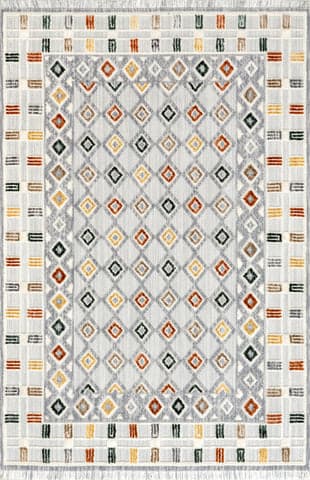 Isolated view of Light Grey Rectangle Nanette Iridescent Mini Diamonds Rug, showcasing its design