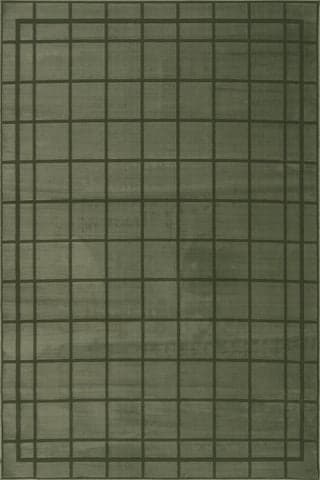 Isolated view of Green Rectangle Zephyra Checkered Plush Textured Washable Rug, showcasing its design